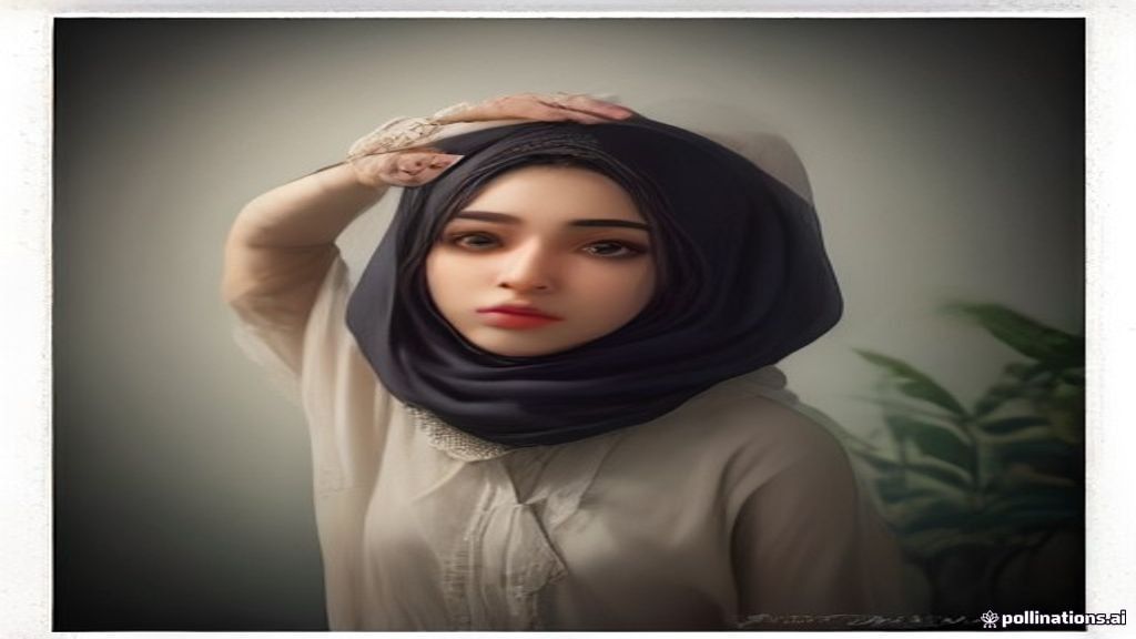 پرتره زن حجاب‌دار در فضای داخلی